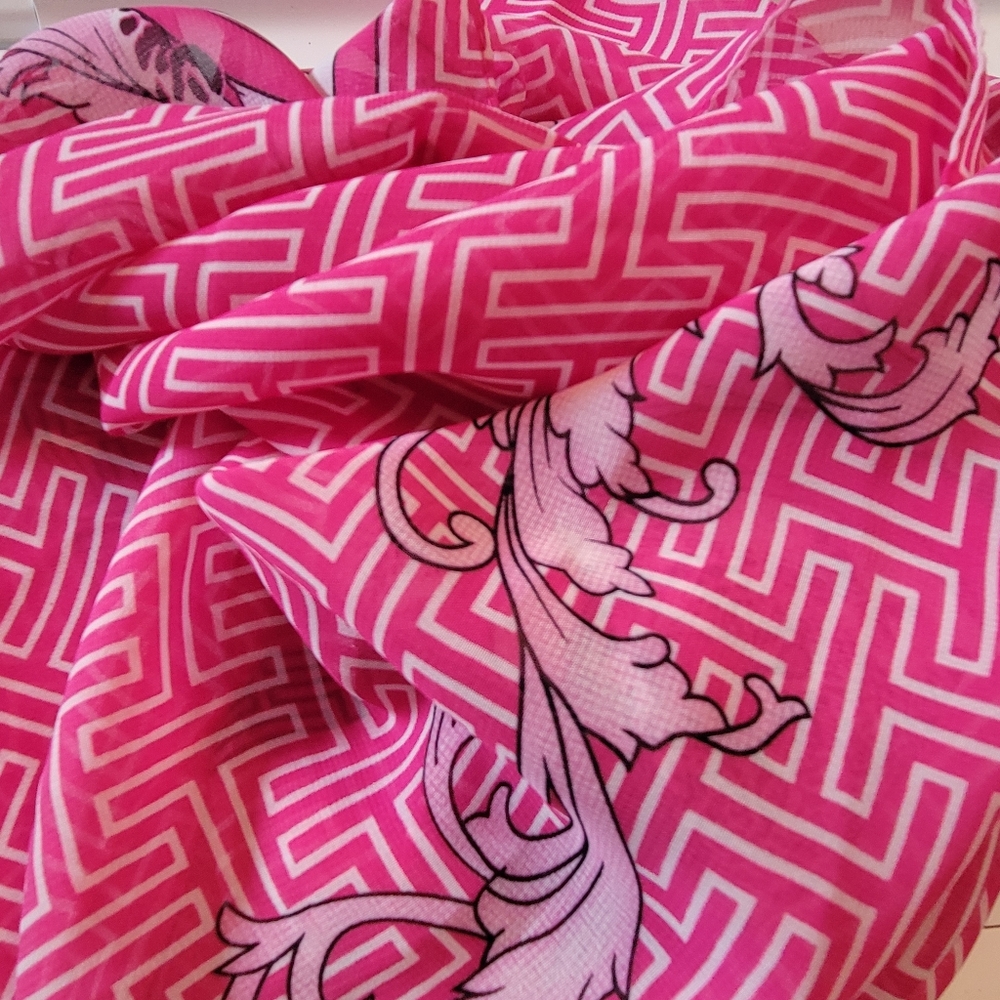 Effy Pink Leopard Print Oblong Scarf ~ 18" x 60" ~ Great Fashion Print! VGUC - Picture 11 of 16